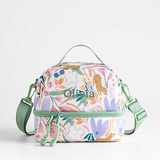 Leopard Floral Dual Compartment Soft Insulated Kids Lunch Box