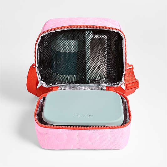 Quilted Pink Flower Dual Compartment Soft Insulated Kids Lunch Box