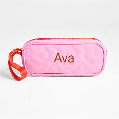 Quilted Pink Flower Soft Kids Pencil Case