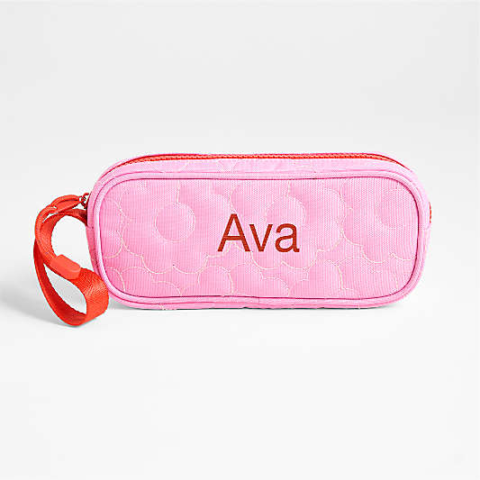Quilted Pink Flower Soft Kids Pencil Case