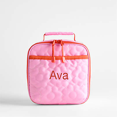Quilted Pink Flower Standard Soft Insulated Kids Lunch Box