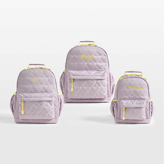 Quilted Purple Heart Small Kids Backpack with Side Pockets