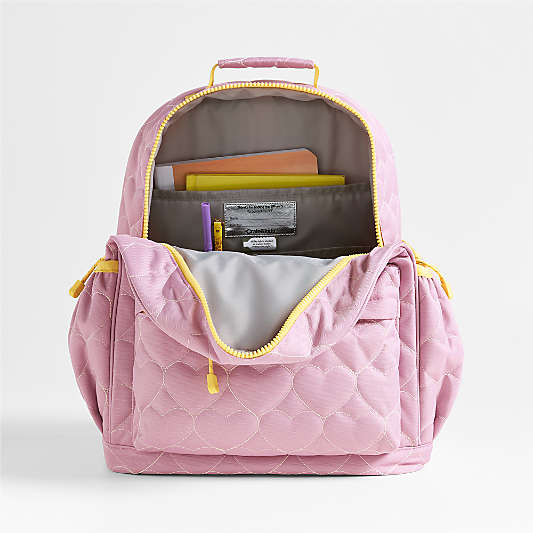 Dreamer Quilted Purple Heart Large Kids Backpack with Side Pockets