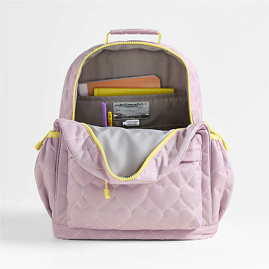 Quilted Purple Heart Large Kids Backpack with Side Pockets