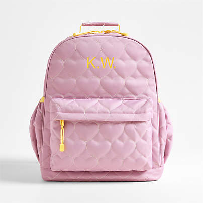 Dreamer Quilted Purple Heart Large Kids Backpack with Side Pockets