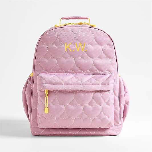 Dreamer Quilted Purple Heart Large Kids Backpack with Side Pockets