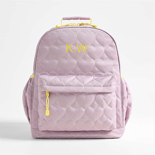 Quilted Purple Heart Large Kids Backpack with Side Pockets