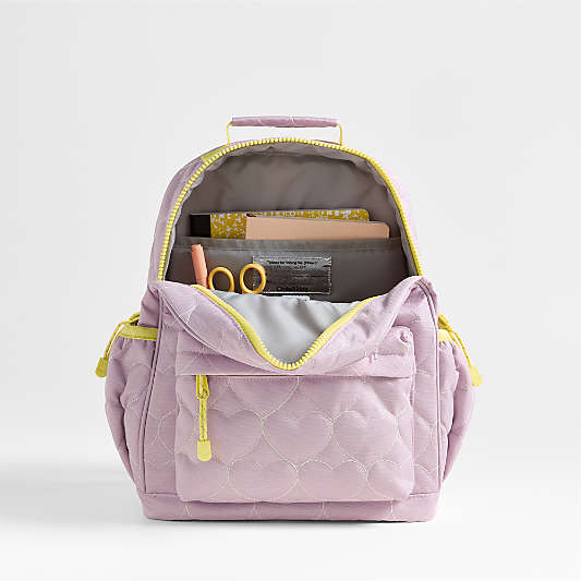 Quilted Purple Heart Medium Kids Backpack with Side Pockets