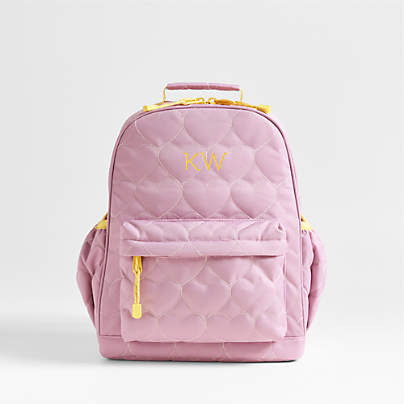 Dreamer Quilted Purple Heart Medium Kids Backpack with Side Pockets