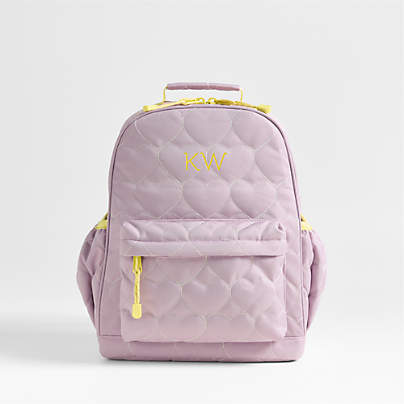 Dreamer Quilted Purple Heart Medium Kids Backpack with Side Pockets