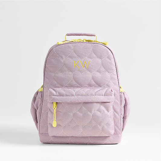 Quilted Purple Heart Medium Kids Backpack with Side Pockets