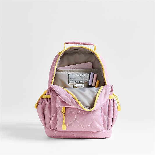 Dreamer Quilted Purple Heart Small Kids Backpack with Side Pockets