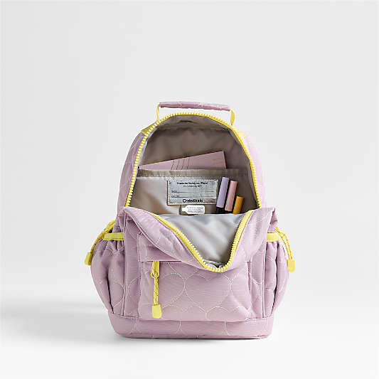 Quilted Purple Heart Small Kids Backpack with Side Pockets
