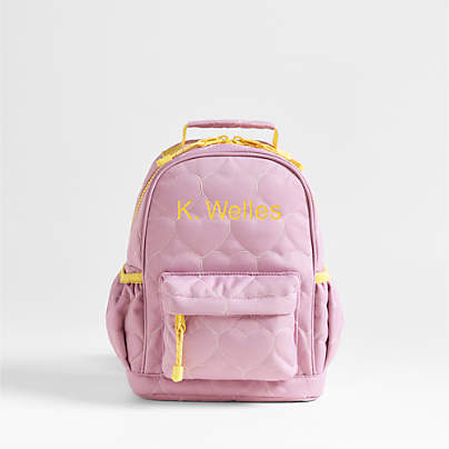 Dreamer Quilted Purple Heart Small Kids Backpack with Side Pockets
