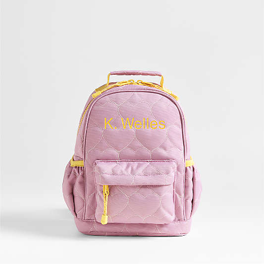Dreamer Quilted Purple Heart Small Kids Backpack with Side Pockets
