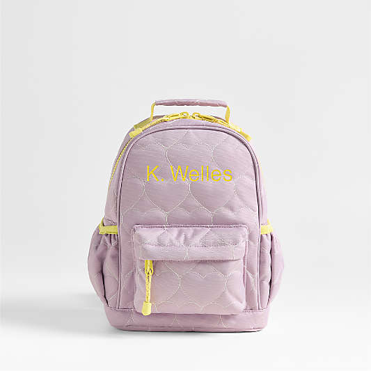 Dreamer Quilted Purple Heart Small Kids Backpack with Side Pockets