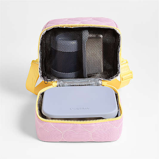 Dreamer Quilted Purple Heart Dual Compartment Soft Insulated Kids Lunch Box
