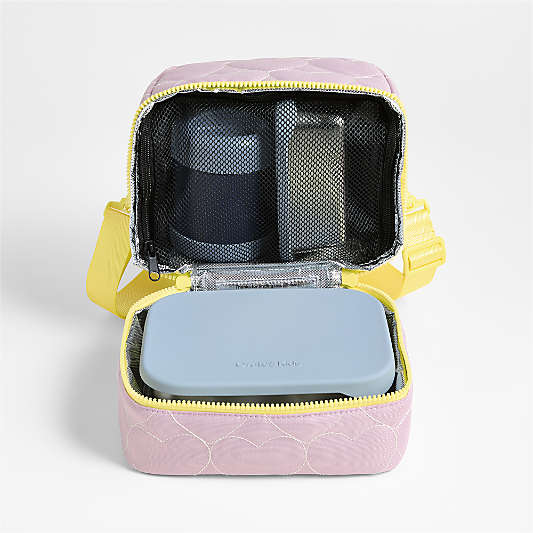 Quilted Purple Heart Dual Compartment Soft Insulated Kids Lunch Box