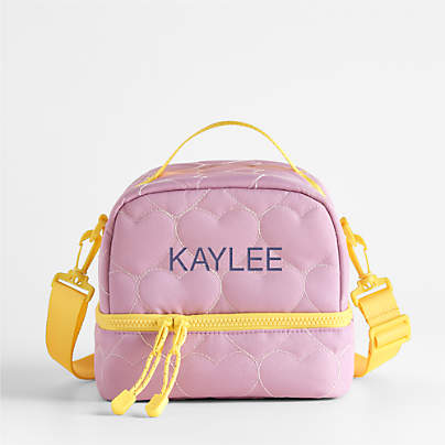 Dreamer Quilted Purple Heart Dual Compartment Soft Insulated Kids Lunch Box