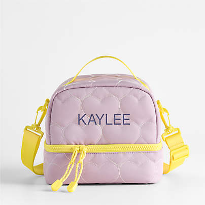 Dreamer Quilted Purple Heart Dual Compartment Soft Insulated Kids Lunch Box