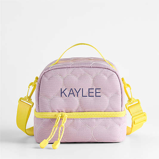 Quilted Purple Heart Dual Compartment Soft Insulated Kids Lunch Box
