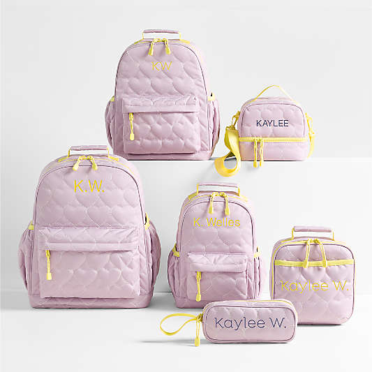 Dreamer Quilted Purple Heart Small Kids Backpack with Side Pockets