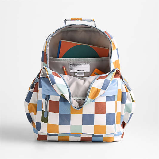 Retro Hopscotch Large Kids Backpack with Side Pockets