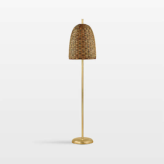 Dresden Brass Floor Lamp with Fiber Shade