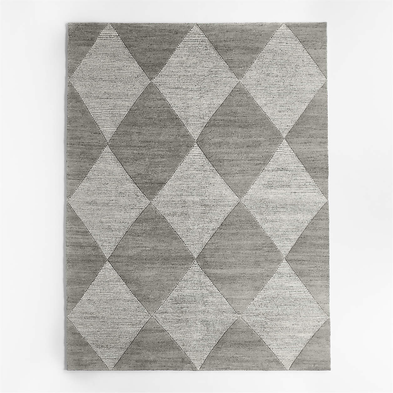 Dreux WoolBlend DiamondTextured Grey Area Rug 10'x14' Crate & Barrel