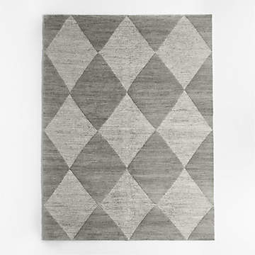 Dreux Wool-Blend Diamond-Textured Grey Area Rug 9'x12' + Reviews