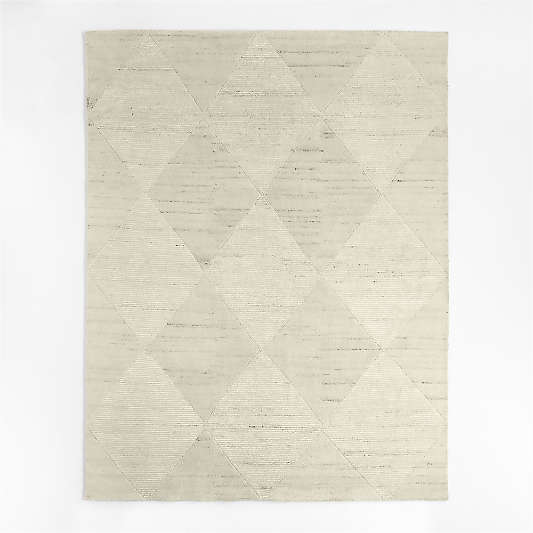 Dreux Wool-Blend Diamond-Textured Ivory Area Rug 9'x12'