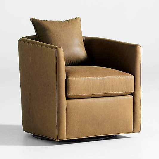 Drew Small Leather Swivel Accent Chair