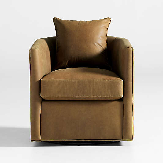 Drew Small Leather Swivel Accent Chair