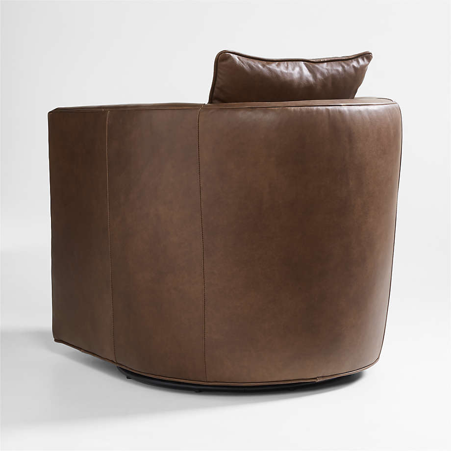 Drew Small Leather Swivel Accent Chair Crate Barrel