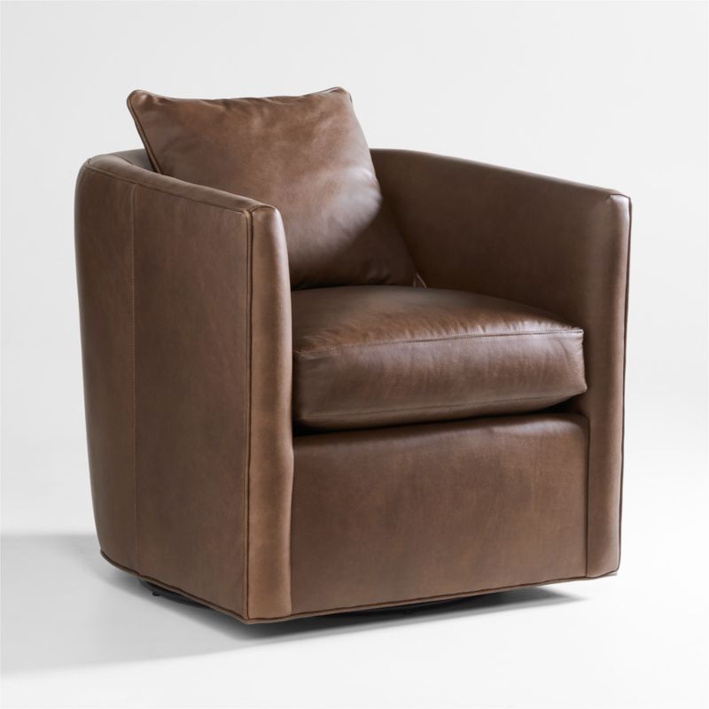 Drew Small Leather Swivel Accent Chair