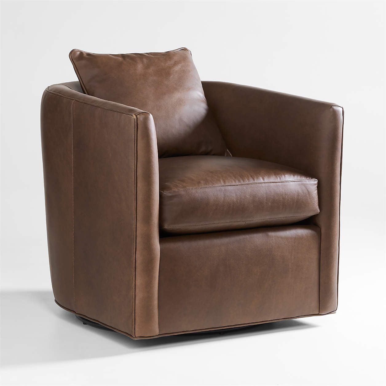 Drew Small Leather Swivel Accent Chair + Reviews Crate & Barrel
