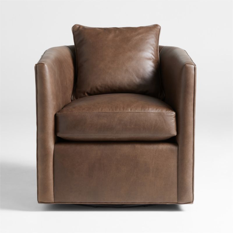 Drew Small Leather Swivel Accent Chair