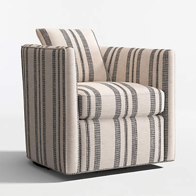 Drew Striped Small Swivel Accent Chair