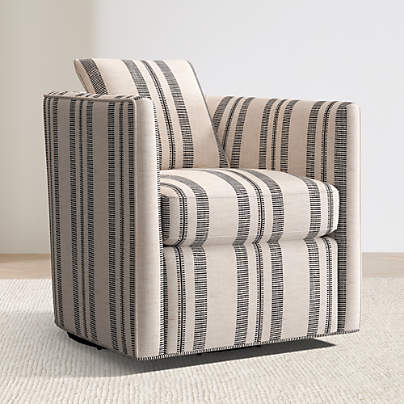 Drew Striped Small Swivel Accent Chair