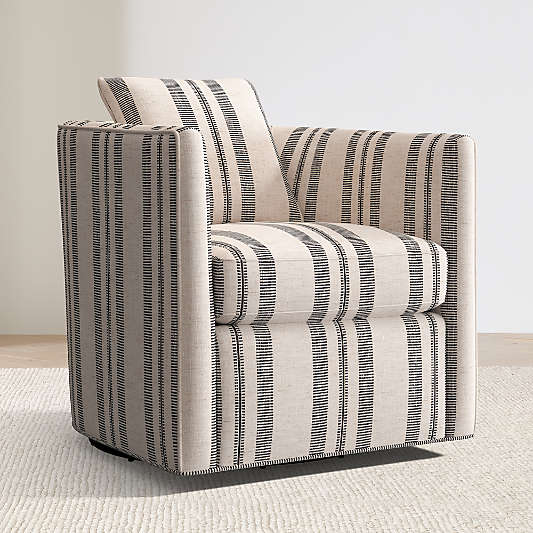 Drew Striped Small Swivel Accent Chair