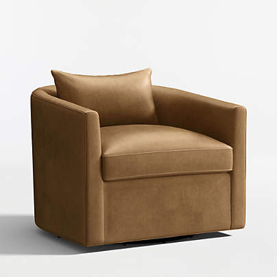 Drew Leather Grande Swivel Accent Chair