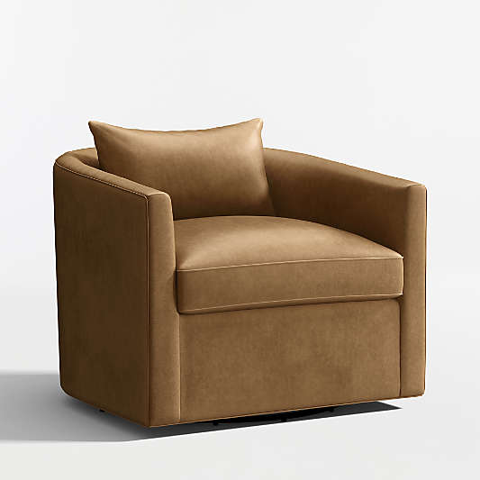 Drew Leather Grande Swivel Accent Chair