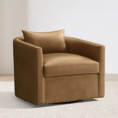 Drew Leather Grande Swivel Accent Chair