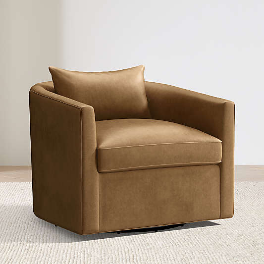 Drew Leather Grande Swivel Accent Chair