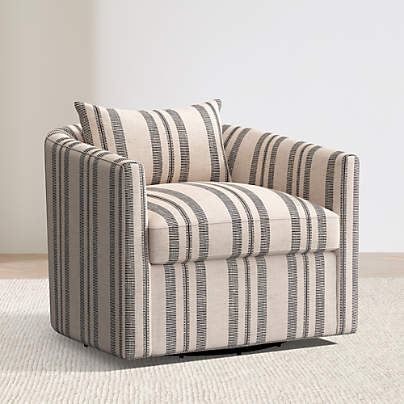 Drew Striped Grande Swivel Accent Chair