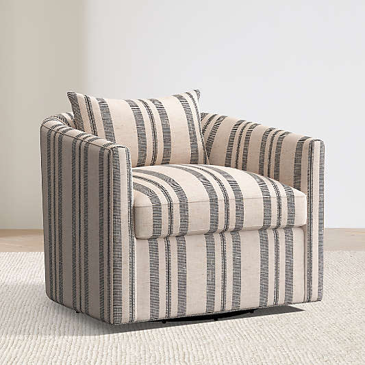Drew Striped Grande Swivel Accent Chair