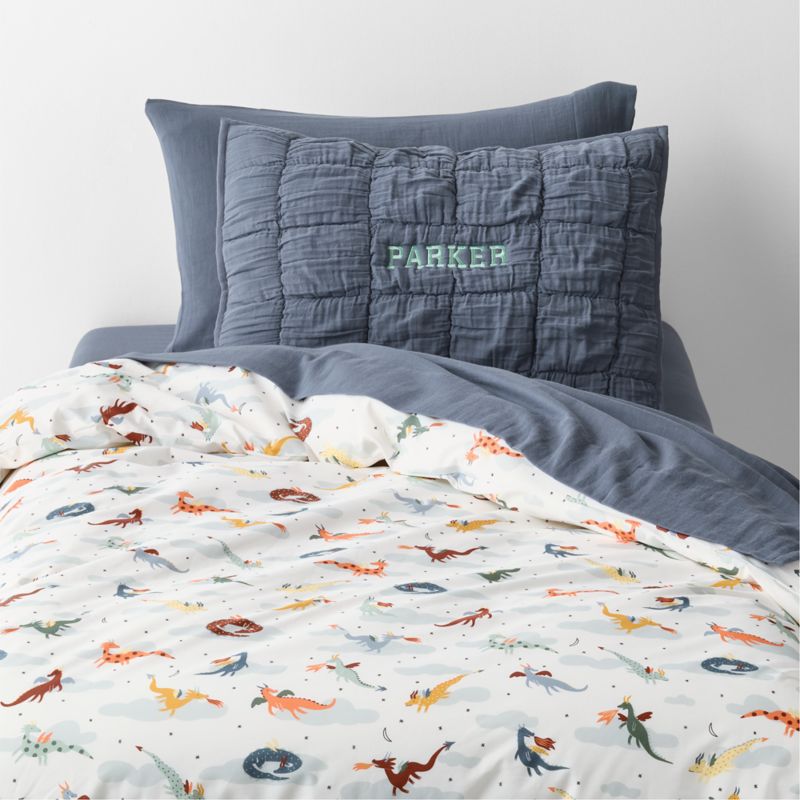 Supersoft Snuggle Puff Coy Blue Organic Cotton Gauze Kids Pillow Sham - image 4 of 7