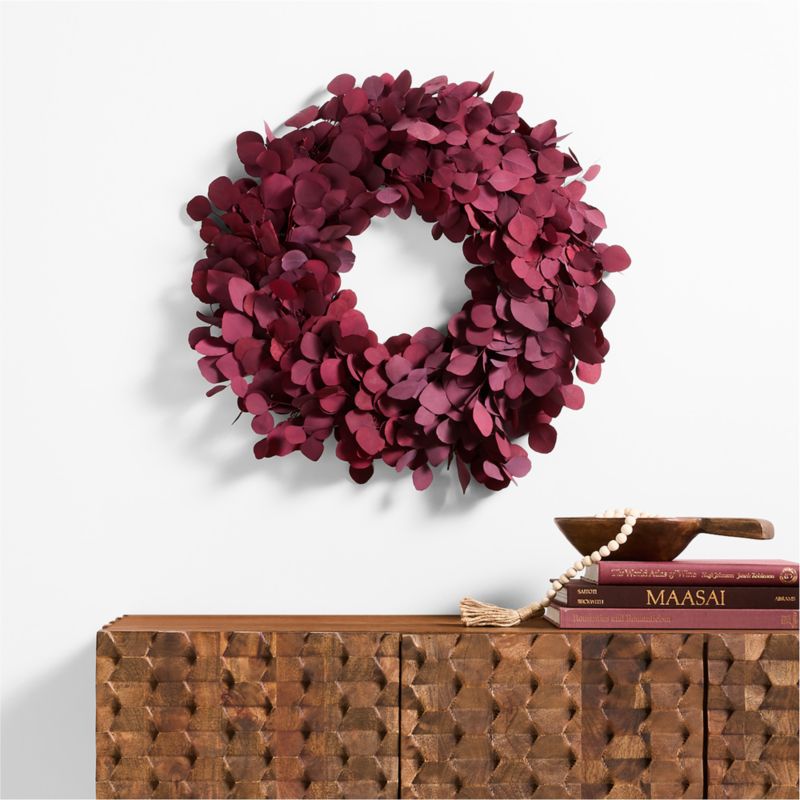 Dried Burgundy Eucalyptus Wreath 30" - image 2 of 4