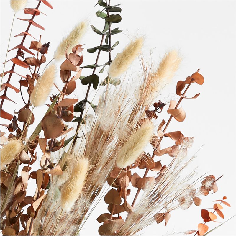 Dried Eucalyptus Bouquet Arrangement in Amber Glass Vase