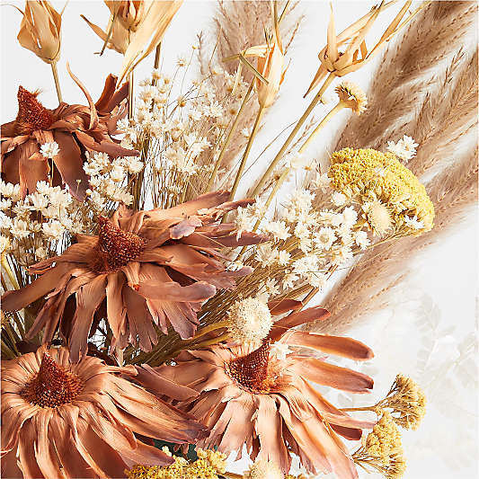 Dried Golden Yarrow & Grass Plume Bouquet